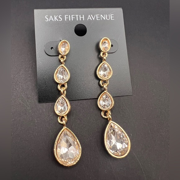 Saks Fifth Avenue Jewelry - Saks Fifth Avenue Gold and Silver Crystal Earrings